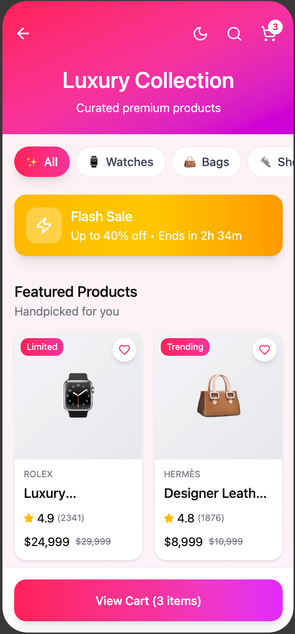 REDstore app · curated premium products e-commerce