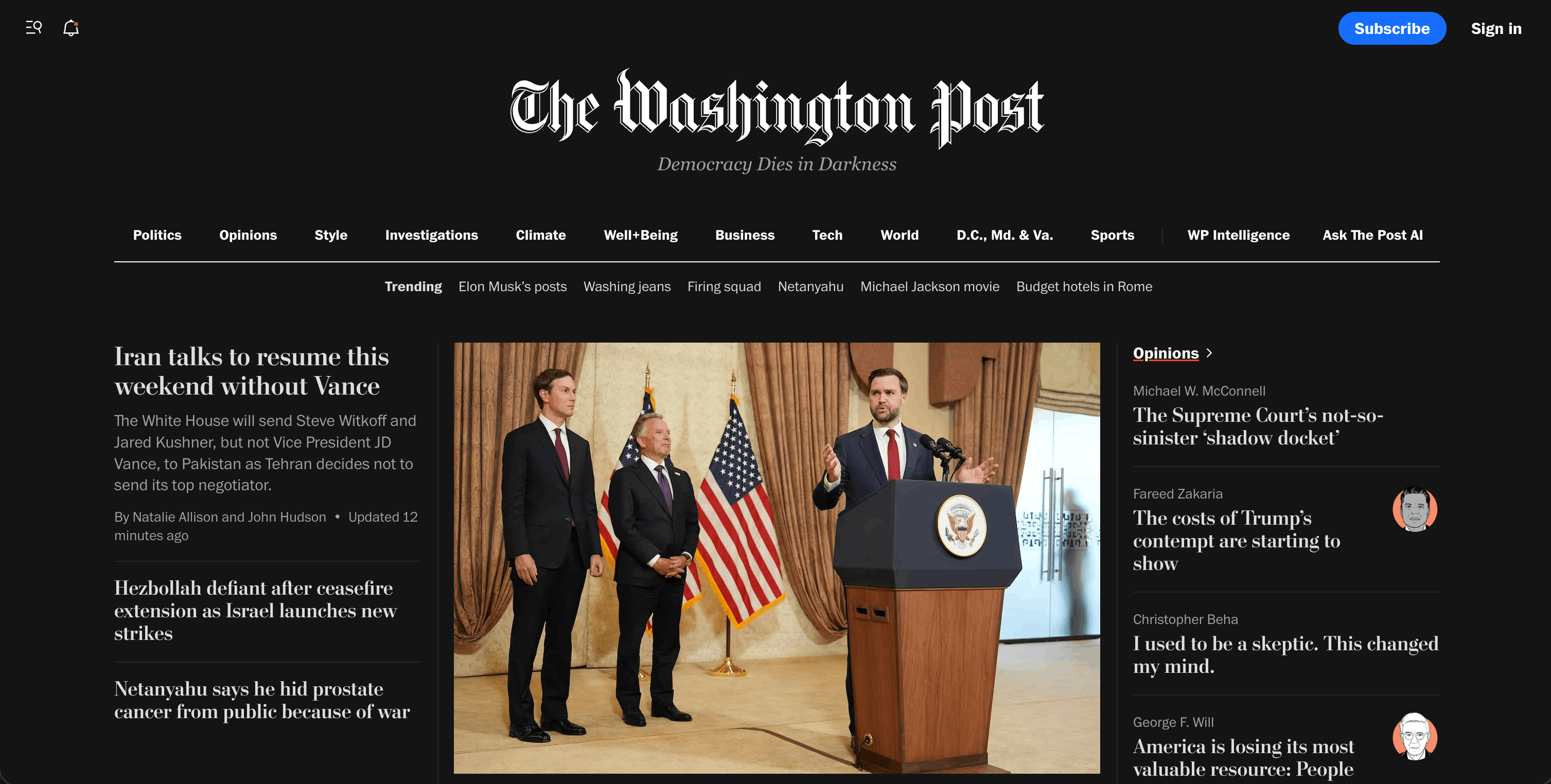 The Washington Post website — featured screenshot
